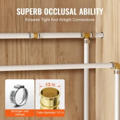 VEVOR Pipe Fittings, 1/2" 12PCS Brass Pipe Fittings, Elbow Push-Fit Pipe Connector Brass Air Fittings, Heavy Duty Plumbing Fittings Adapter for Heating/Shower Systems, Water Pipes