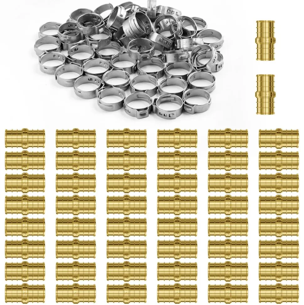 VEVOR Pipe Fittings, 1/2" 12PCS Brass Pipe Fittings, Elbow Push-Fit Pipe Connector Brass Air Fittings, Heavy Duty Plumbing Fittings Adapter for Heating/Shower Systems, Water Pipes