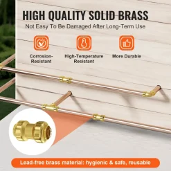VEVOR Pipe Fittings, 3/4" 12PCS Brass Pipe Fittings, Straight-Through Push-Fit Pipe Connector Brass Air Fittings, Heavy Duty Plumbing Fittings Adapter for Heating/Shower Systems, Water Pipes