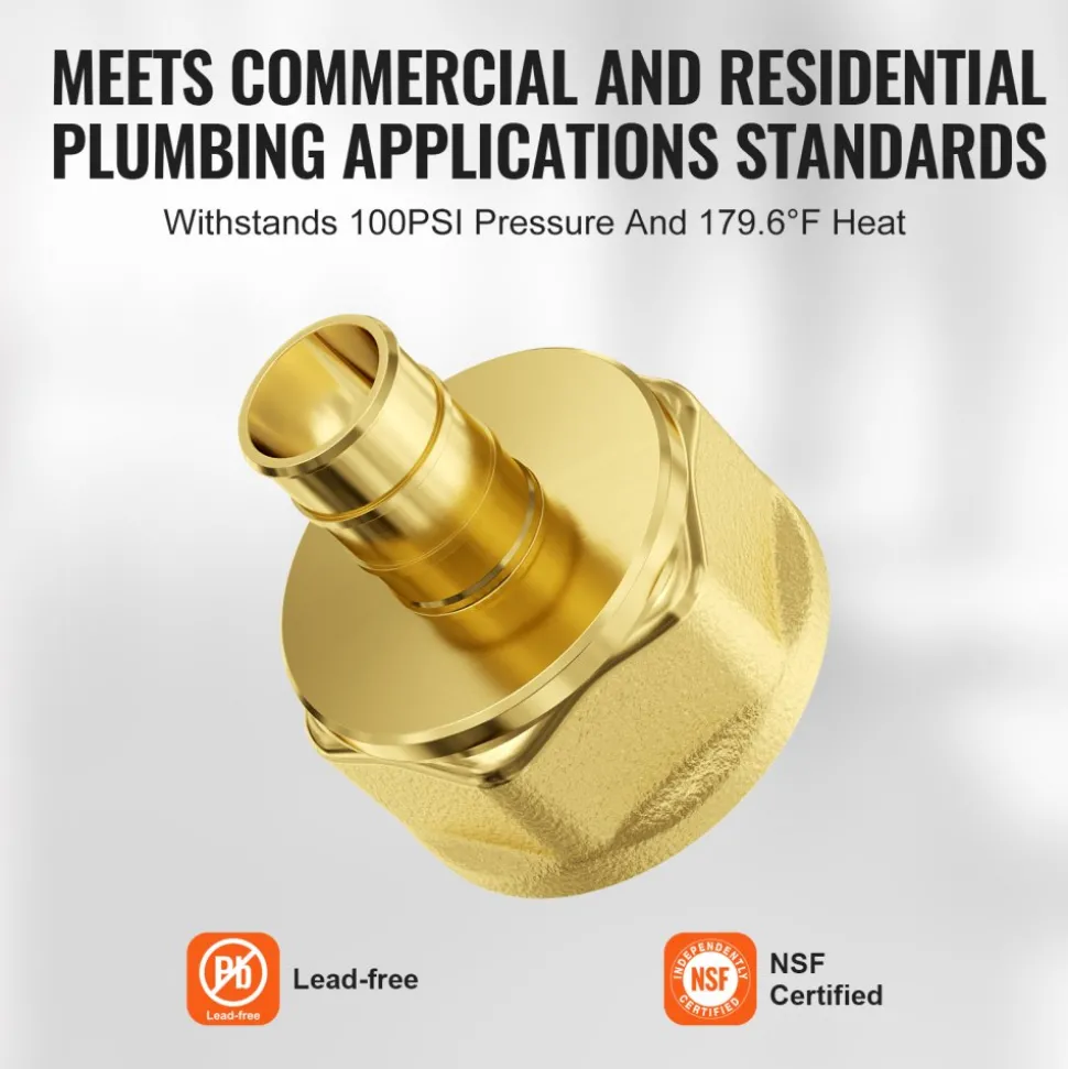 VEVOR Pipe Fittings, 1/2" 20PCS Brass Pipe Fittings, Clamp-style 1/2 NPT Internal Thread Pipe Connector Brass Air Fittings, Heavy Duty Plumbing Fittings NPT Adapter for Heating/Shower Systems, Water Pipes