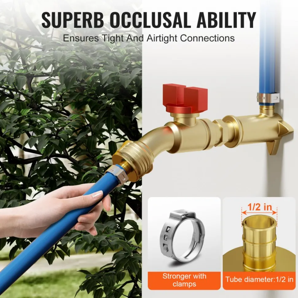 VEVOR Pipe Fittings, 1/2" 20PCS Brass Pipe Fittings, Clamp-style 1/2 NPT Internal Thread Pipe Connector Brass Air Fittings, Heavy Duty Plumbing Fittings NPT Adapter for Heating/Shower Systems, Water Pipes