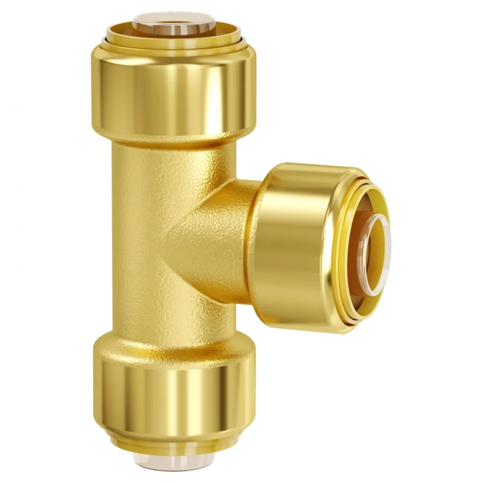 VEVOR Pipe Fittings, 1/2" 12PCS Tee Brass Pipe Fittings, Push-Fit Pipe Connector Brass Air Fittings, Heavy Duty Plumbing Fittings Adapter for Heating/Shower Systems, Water Pipes