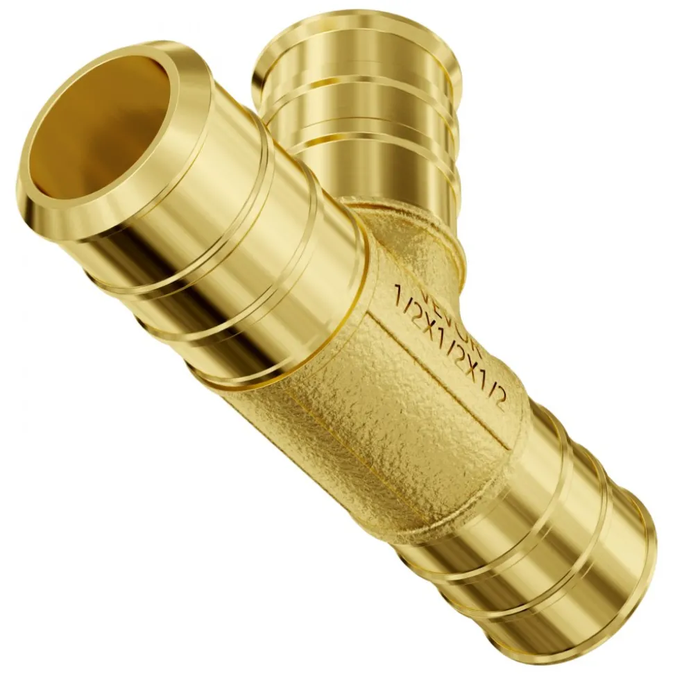 VEVOR Pipe Fittings, 1/2" 45PCS (15xStraight, 15xElbows, 15xTees) Brass Pipe Fittings, Push-Fit Pipe Connector Brass Air Fittings, Plumbing Fittings Adapter for Heating/Shower Systems, Water Pipes
