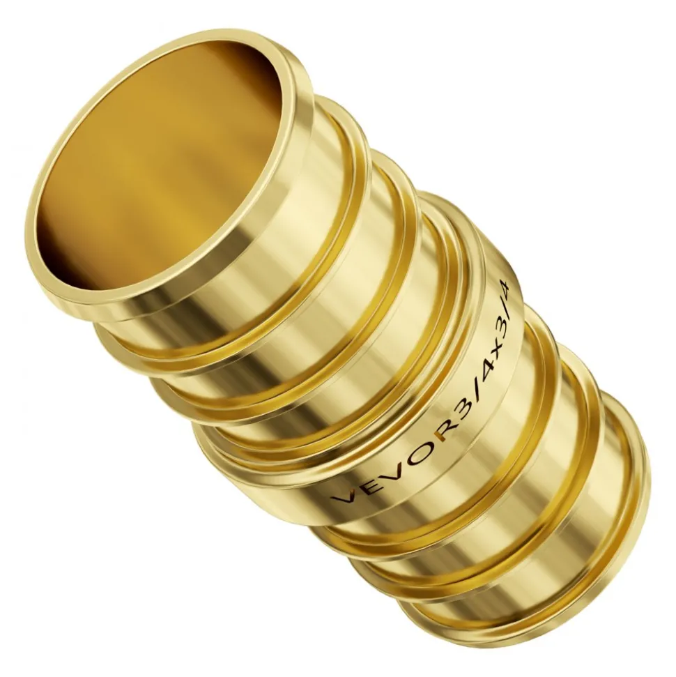 VEVOR Pipe Fittings, 3/4" 45PCS (15xStraight, 15xElbows, 15xTees) Brass Pipe Fittings, Push-Fit Pipe Connector Brass Air Fittings, Plumbing Fittings Adapter for Heating/Shower Systems, Water Pipes