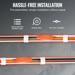 VEVOR Pipe Heating Cable, 30FT 7W/FT Heat Tape for Pipes with Built-in Thermostat, Water Pipe Heat Cable Protects PVC Hose, Metal and Plastic Pipe from Freezing
