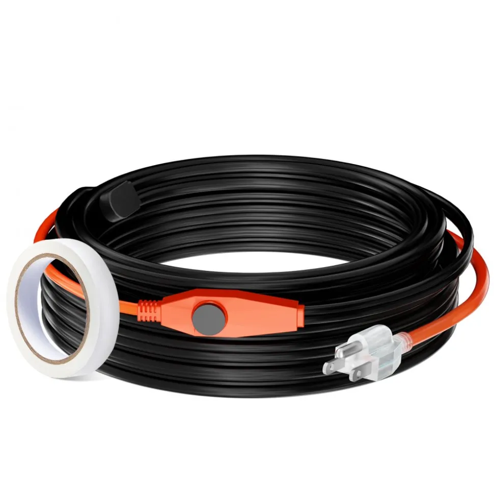 VEVOR Pipe Heating Cable, 60FT 7W/FT Heat Tape for Pipes with Built-in Thermostat, Water Pipe Heat Cable Protects PVC Hose, Metal and Plastic Pipe from Freezing