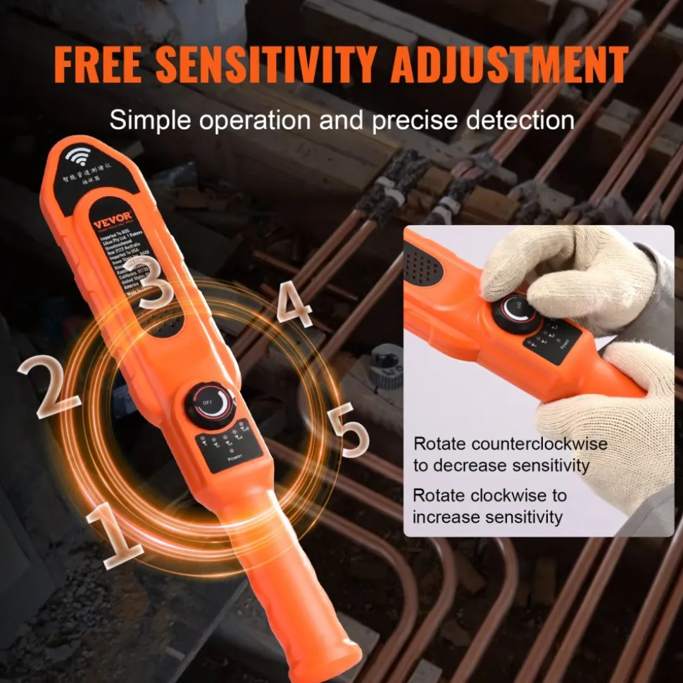 VEVOR Pipe Locators, 100ft/30m PVC Pipe Locators Underground, IP67 Waterproof Pipe Blockage Detector with Adjustable Sensitivity, Sewer Wall Scanner Plumbing Tool for PVC Plastic Metal Water Pipes
