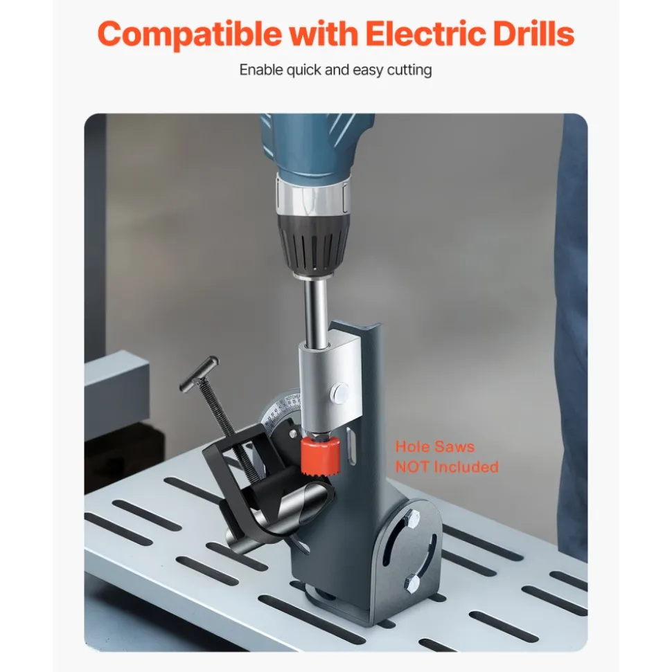 VEVOR Pipe Notcher, 1/2 to 2-inch Tubing Notcher with 0 to 60° Adjustable Angle, Pipe and Tube Notching Tool for Repair Shops, Home Projects, Metalworking