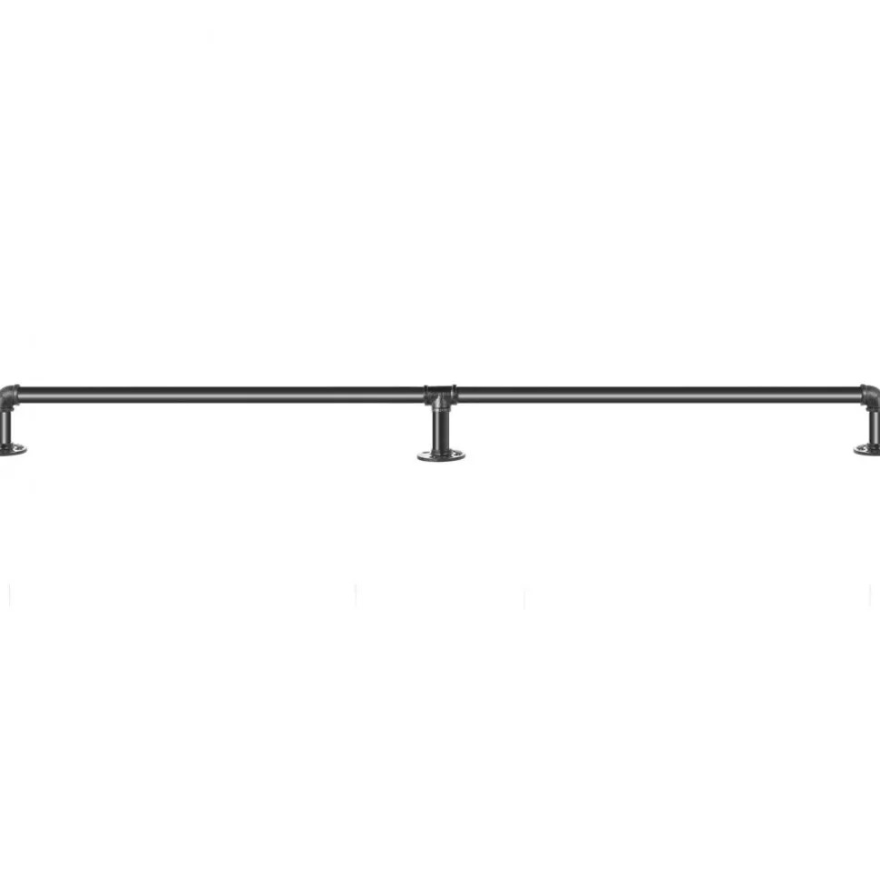 VEVOR Pipe Stair Handrail, 5FT Staircase Handrail, 440LBS Load Capacity Carbon Steel Pipe Handrail, Industrial Pipe Handrail with Wall Mount Support, Round Corner Wall Handrailings for Indoor, Outdoor