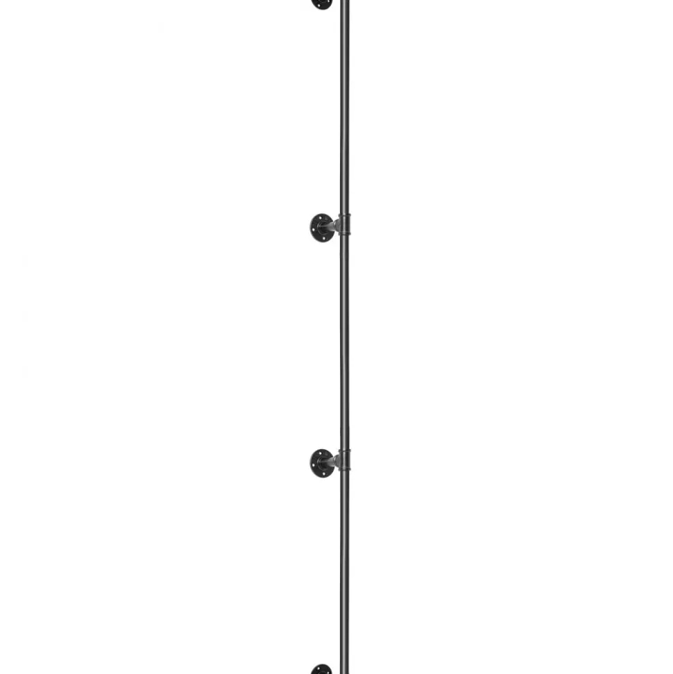 VEVOR Pipe Stair Handrail, 8FT Staircase Handrail, 440LBS Load Capacity Carbon Steel Pipe Handrail, Industrial Pipe Handrail with Wall Mount Support, Round Corner Wall Handrailings for Indoor, Outdoor