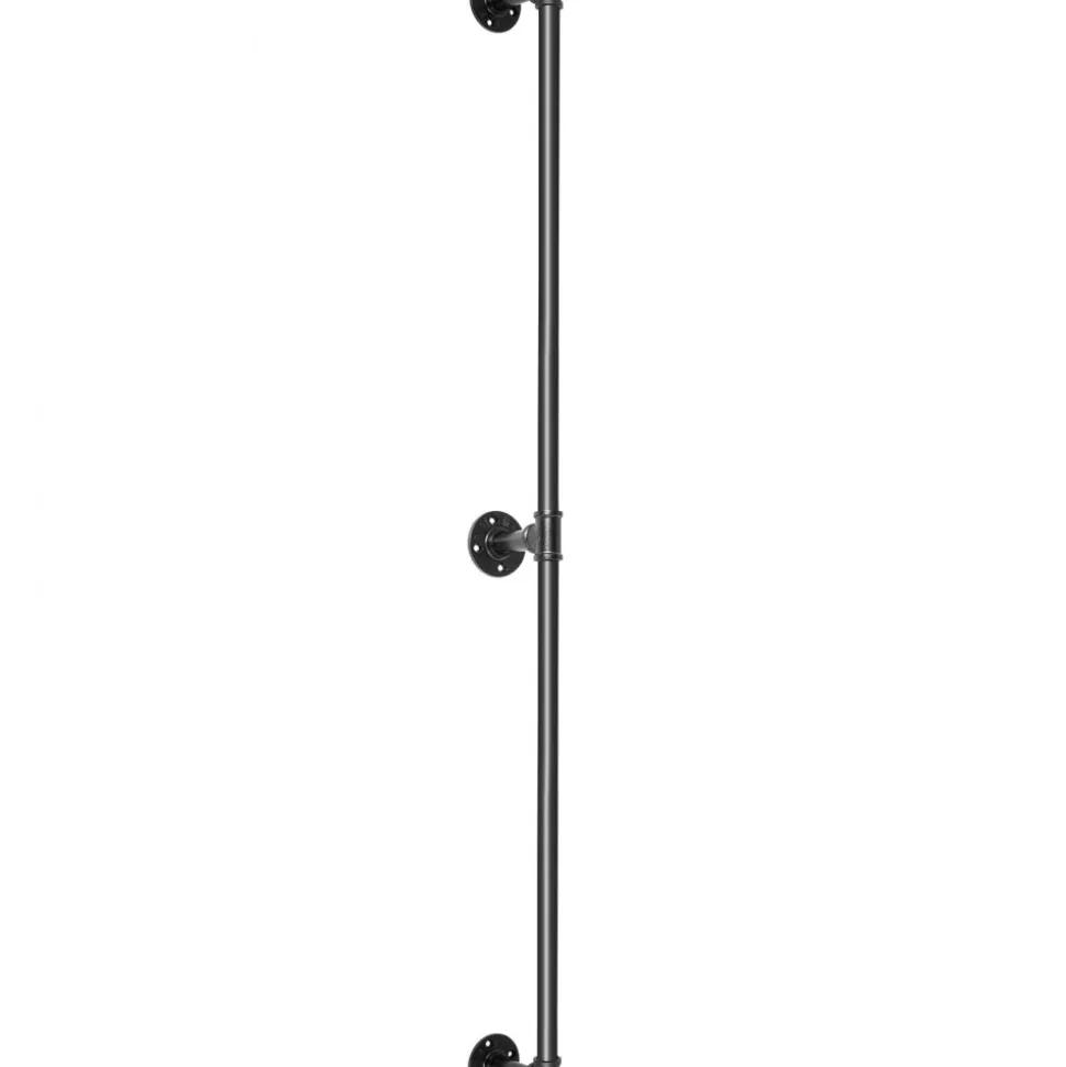 VEVOR Pipe Stair Handrail, 4FT Staircase Handrail, 440LBS Load Capacity Carbon Steel Pipe Handrail, Industrial Pipe Handrail with Wall Mount Support, Round Corner Wall Handrailings for Indoor, Outdoor