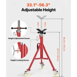 VEVOR Pipe Stand, V Head Pipe Stand Adjustable Height 28-52 Inch, 2500LBS Pipe Stands with Casters, Folding Portable Pipe Stands for 1/8 to 12 Inch Pipe Supporting