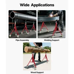 VEVOR Pipe Stand, V Head Pipe Stand Adjustable Height 20-37 Inch, 2500LBS Pipe Stands with Casters, Folding Portable Pipe Stands for 1/8 to 12 Inch Pipe Supporting