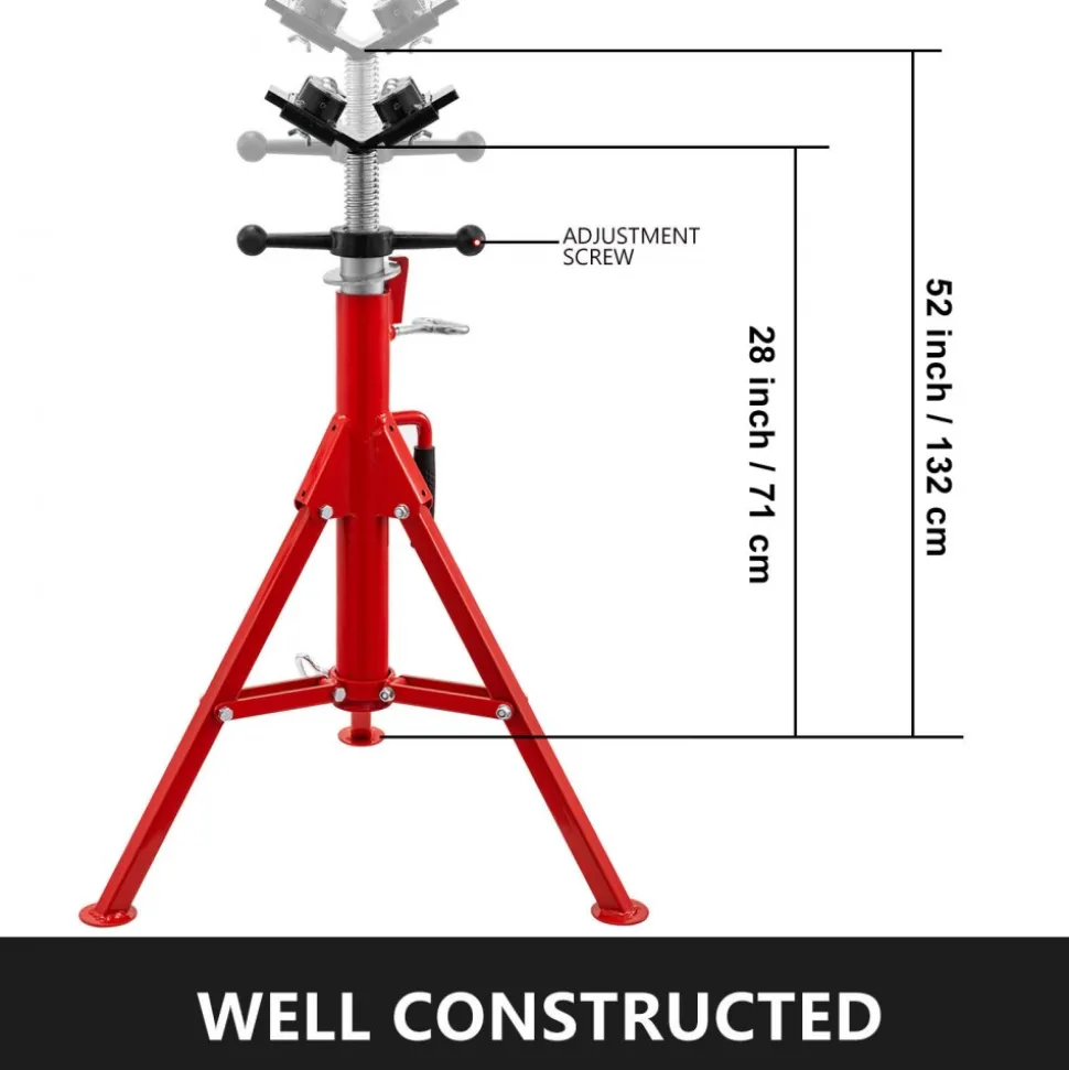 VEVOR Pipe Stand with 4-Ball Transfer V-Head and Folding Legs, 1500LBS Capacity Welding Pipe Stand Adjustable Height 28-52IN 1107A-type Pipe Stand for Welding