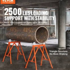VEVOR Pipe Stand with Roller Head, Heavy Duty 2500 LBS Load Capacity, Suitable for 2-36 inches Pipes, 45# Steel Roller Pipe Stand for Welding