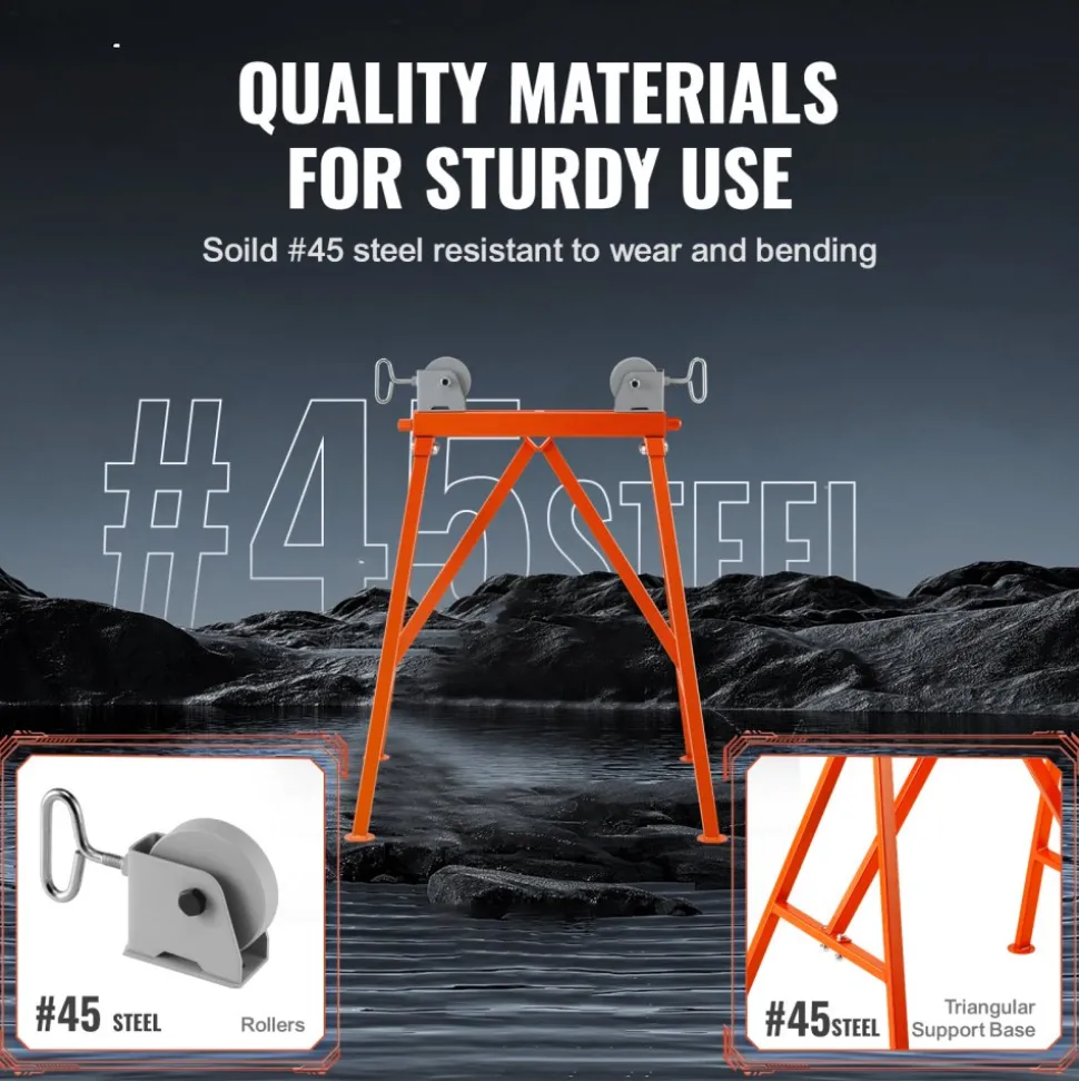 VEVOR Pipe Stand with Roller Head, Heavy Duty 2500 LBS Load Capacity, Suitable for 2-36 inches Pipes, 45# Steel Roller Pipe Stand for Welding