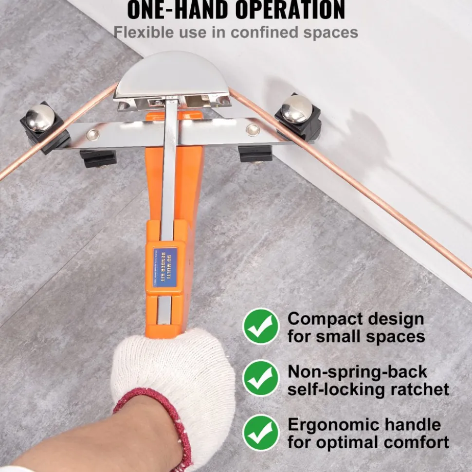 VEVOR Pipe Tube Bender, 1/4"-7/8" O.D. Ratcheting Tubing Bender, 90° Forward/Reverse Pipes Bending Tools with 7 Dies and Pipe Cutter for HVAC Air Conditioning Refrigerator Repair
