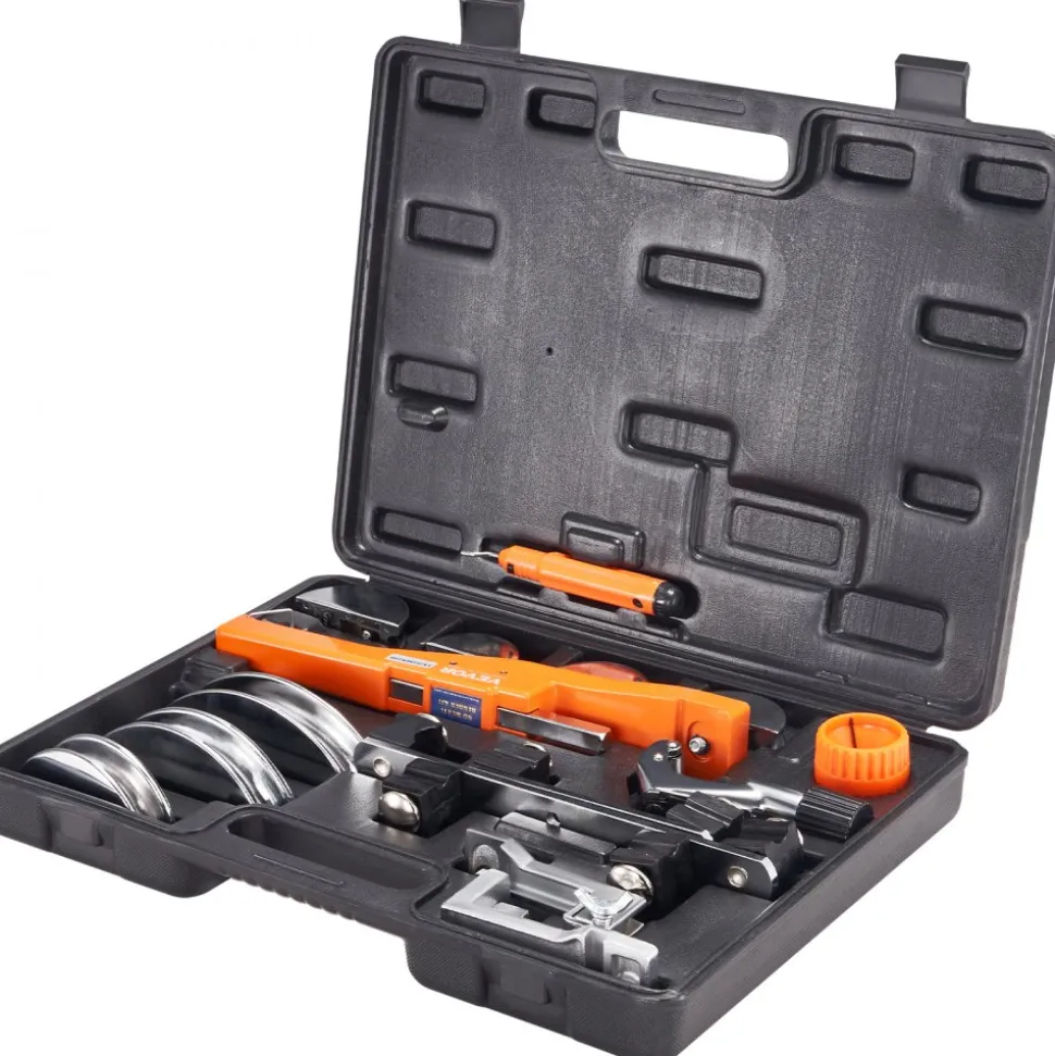 VEVOR Pipe Tube Bender, 1/4"-7/8" O.D. Ratcheting Tubing Bender, 90° Forward/Reverse Pipes Bending Tools with 7 Dies and Pipe Cutter for HVAC Air Conditioning Refrigerator Repair