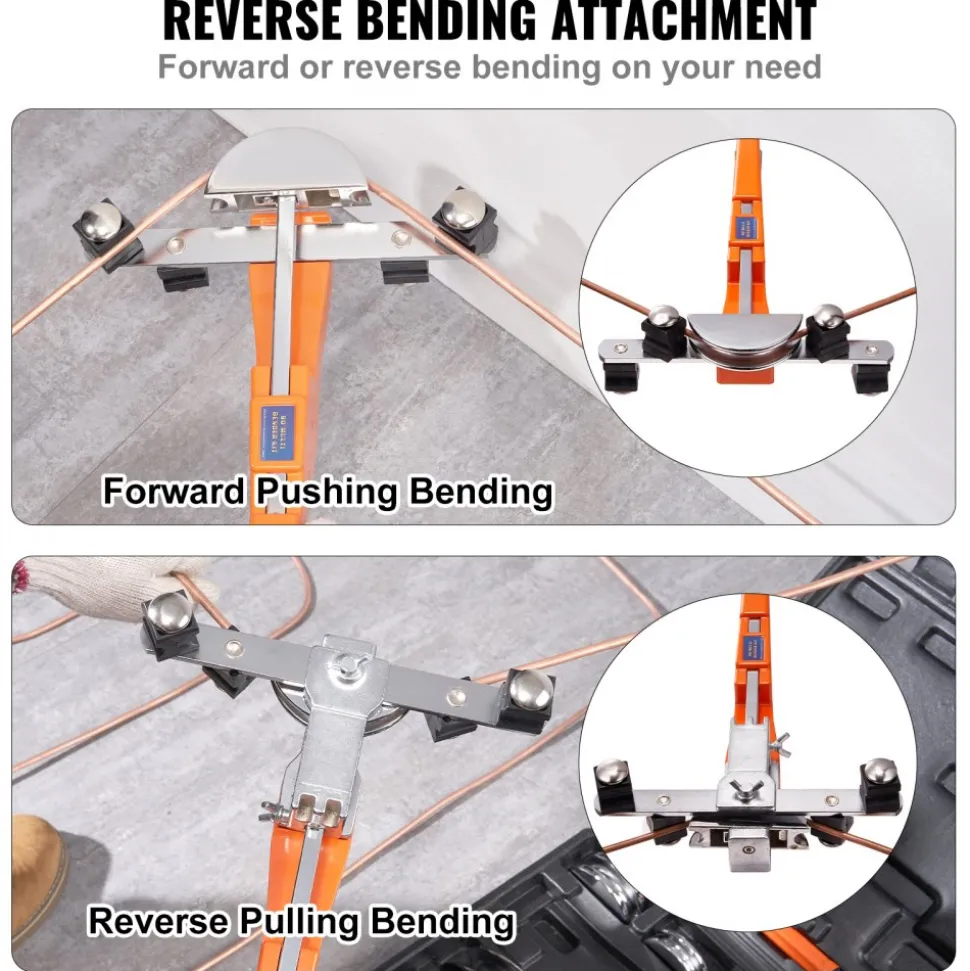 VEVOR Pipe Tube Bender, 1/4"-7/8" O.D. Ratcheting Tubing Bender, 90° Forward/Reverse Pipes Bending Tools with 7 Dies and Pipe Cutter for HVAC Air Conditioning Refrigerator Repair