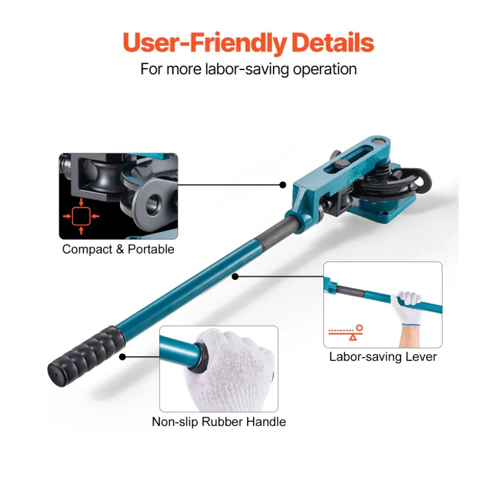 VEVOR Pipe Tube Bender, 3/8" to 1" Manual Pipe Tube Bender, with 7 Dies, Heavy Duty Tube Bender Tubing of Steel Metal Copper, for Repair Shops, Blue