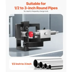 VEVOR Pipe Tube Notcher, 1/2 to 3-inch Tubing Notcher with 0 to 50° Adjustable Angle, Pipe and Tube Notching Tool for Repair Shops, Home Projects, Metalworking