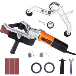 VEVOR Pipe Tube Polisher Sander, 1000W Pipe Belt Sander with 6 Variable Speeds 1100-3200rpm, Professional Belt Sander Grinding Machine with 3PCS Sanding Belts for Burnishing Finishing Rust Removal