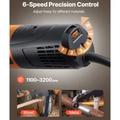 VEVOR Pipe Tube Polisher Sander, 1000W Pipe Belt Sander with 6 Variable Speeds 1100-3200rpm, Professional Belt Sander Grinding Machine with 100PCS Sanding Belts for Burnishing Finishing Rust Removal