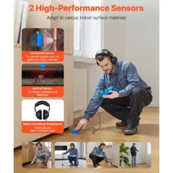 VEVOR Pipe Water Leak Detector for Indoors, 1Hz-10000Hz, 7