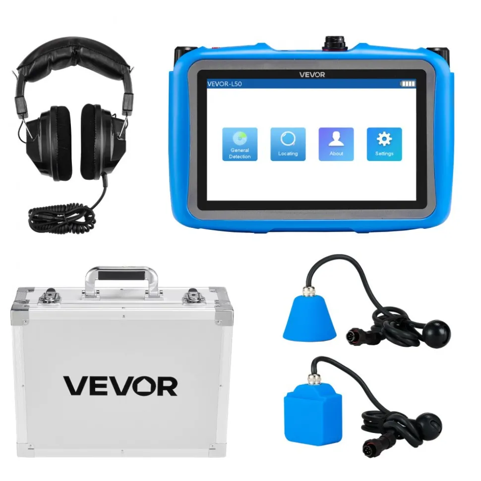 VEVOR Pipe Water Leak Detector for Indoors, 1Hz-10000Hz, 7" Touchscreen Plumbing Water Leakage Detection Locator with Horizontal & Vertical Sensors, Headphones, 8GB SD Card & Carry Case for Home Use