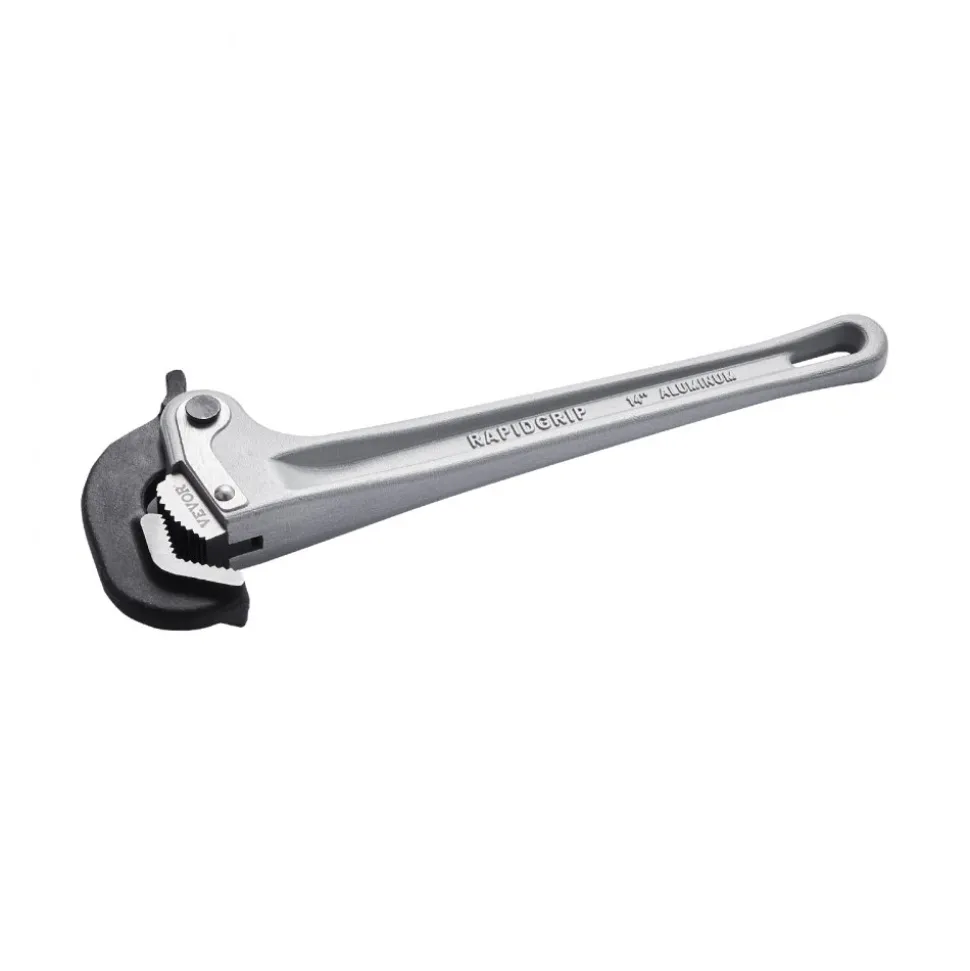 VEVOR Pipe Wrench, 14" Aluminum Straight Pipe Wrench, Automatic Jaw Adjustment, Adjustable Plumbing Wrench, Easy to Carry, Ergonomic Handle, Hangable Design, for Water Pipes, Automotive Repairs