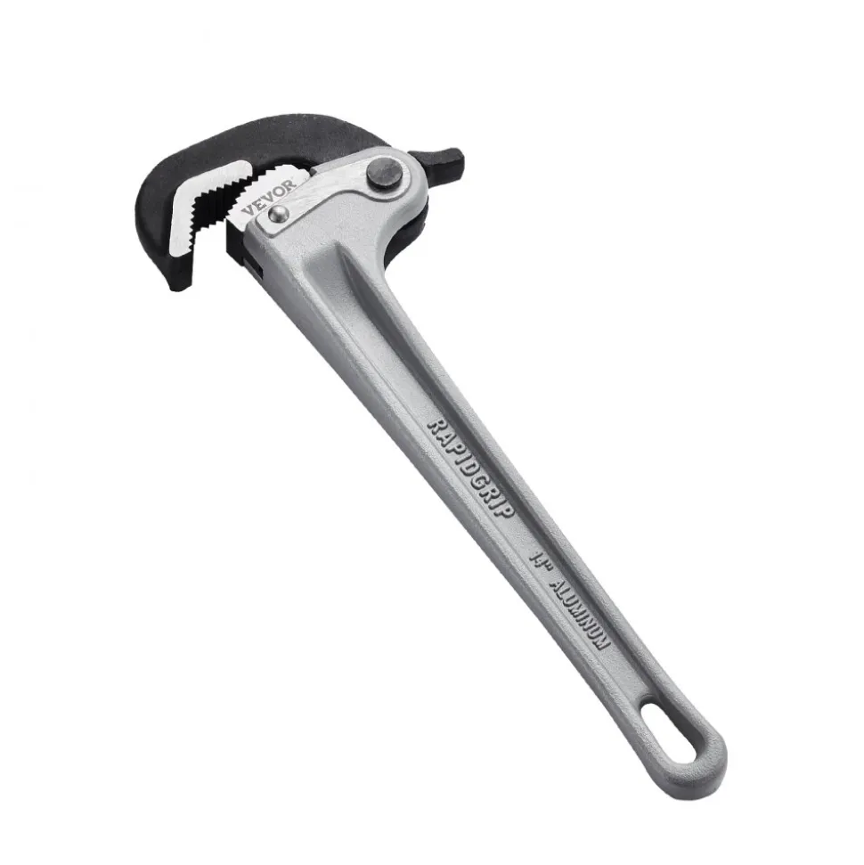VEVOR Pipe Wrench, 14" Aluminum Straight Pipe Wrench, Automatic Jaw Adjustment, Adjustable Plumbing Wrench, Easy to Carry, Ergonomic Handle, Hangable Design, for Water Pipes, Automotive Repairs