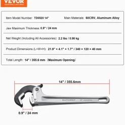 VEVOR Pipe Wrench, 14