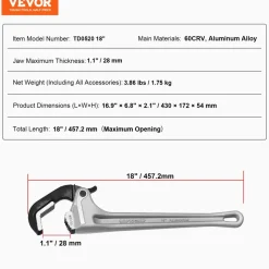 VEVOR Pipe Wrench, 18