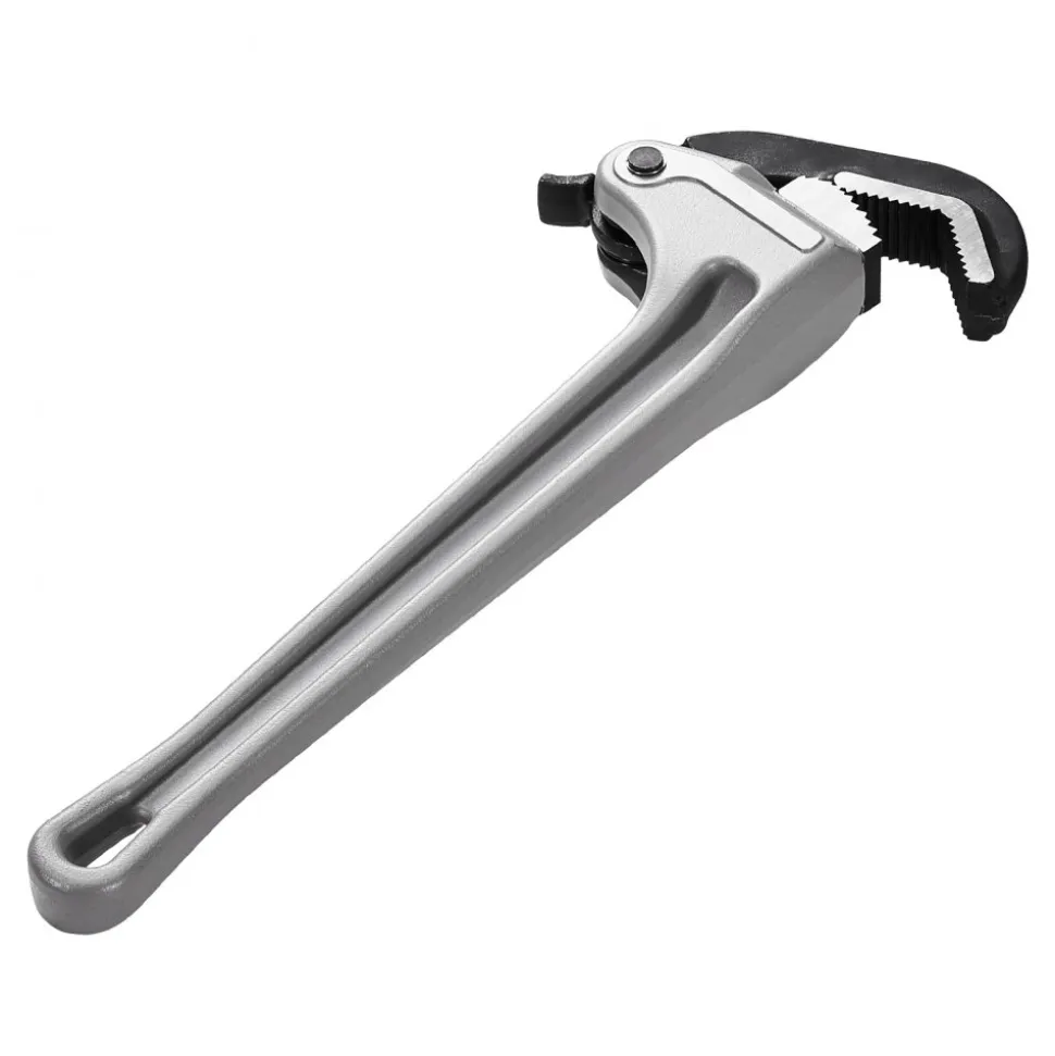 VEVOR Pipe Wrench, 18" Aluminum Straight Pipe Wrench, Automatic Jaw Adjustment, Adjustable Plumbing Wrench, Easy to Carry, Ergonomic Handle, Hangable Design, for Water Pipes, Automotive Repairs