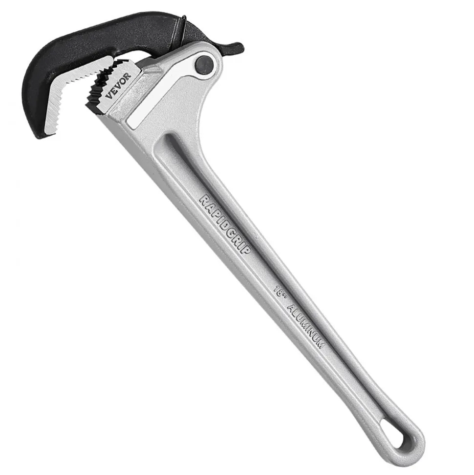 VEVOR Pipe Wrench, 18" Aluminum Straight Pipe Wrench, Automatic Jaw Adjustment, Adjustable Plumbing Wrench, Easy to Carry, Ergonomic Handle, Hangable Design, for Water Pipes, Automotive Repairs
