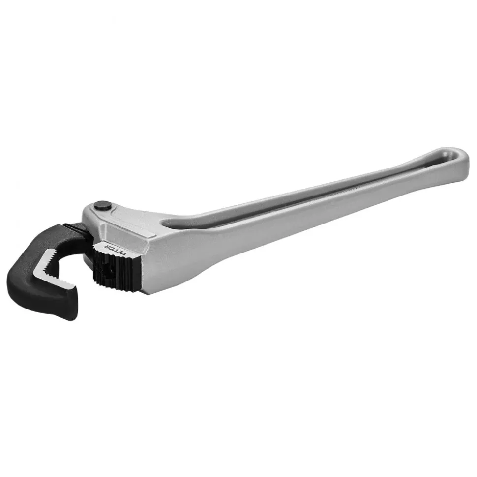 VEVOR Pipe Wrench, 18" Aluminum Straight Pipe Wrench, Automatic Jaw Adjustment, Adjustable Plumbing Wrench, Easy to Carry, Ergonomic Handle, Hangable Design, for Water Pipes, Automotive Repairs