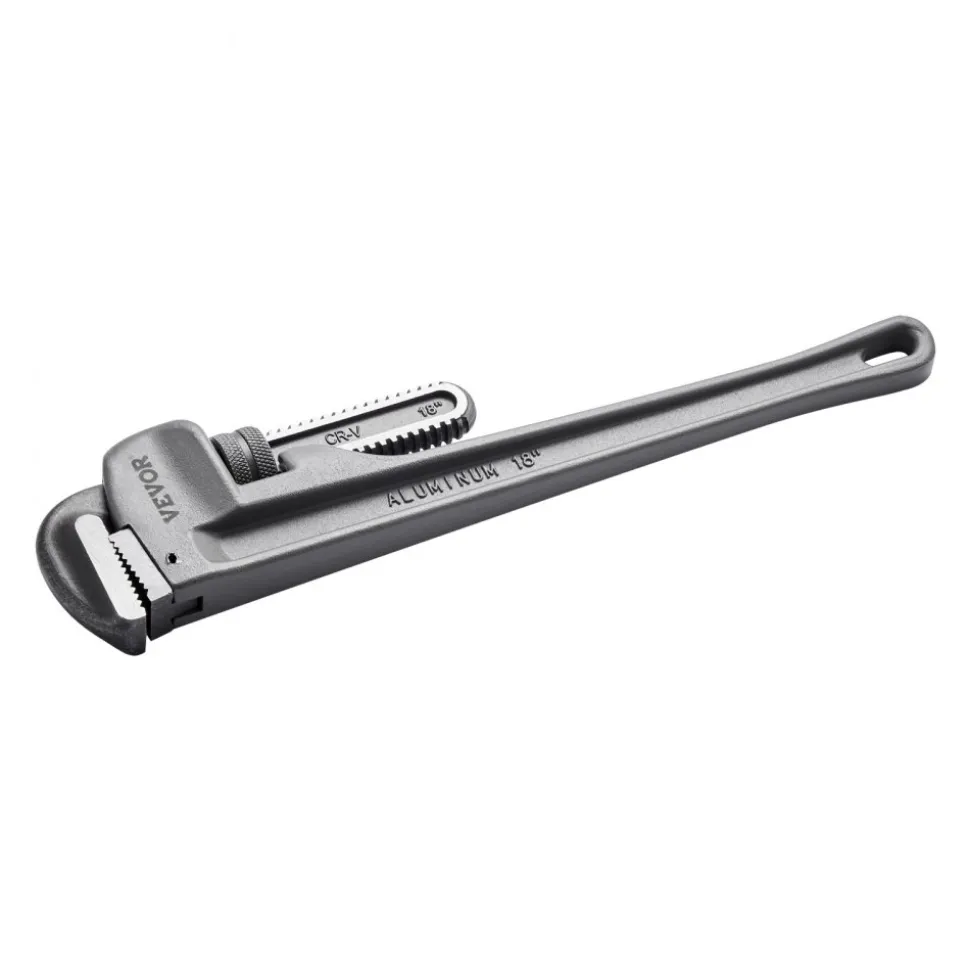 VEVOR Pipe Wrench, 18" Aluminum Straight Pipe Wrench, Adjustable Plumbing Wrench, with High Strength Jaw and Ergonomic Handle, Easy to Carry, Hangable Design, for Water Pipes, Automotive Repairs