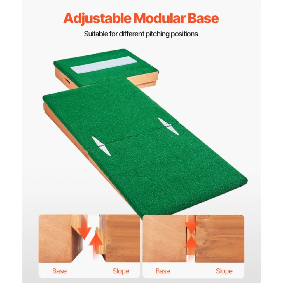 VEVOR Pitching Mound, Portable Baseball Pitcher's Mound, 85 in Indoor Outdoor Pitching Practice and Training Equipment, Softball Pitching Aids with Antifade Turf, Pitching Rubber, Adjustable Base