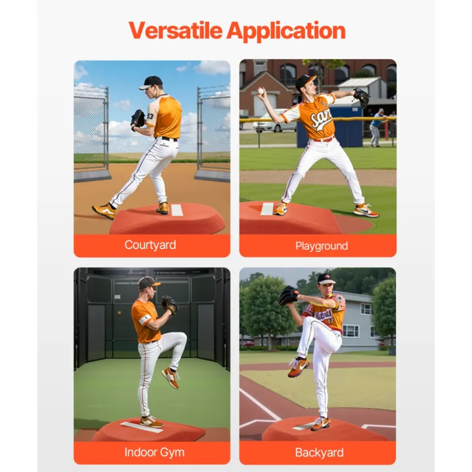 VEVOR Pitching Mound, Portable Baseball Game Mound, 42 in Indoor Outdoor Pitching Practice and Training Equipment, One-Piece Softball Pitching Aids with Antifade Turf and Pitching Rubber
