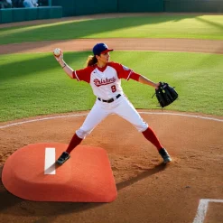 VEVOR Pitching Mound, Portable Baseball Game Mound, 42 in Indoor Outdoor Pitching Practice and Training Equipment, One-Piece Softball Pitching Aids with Antifade Turf and Pitching Rubber
