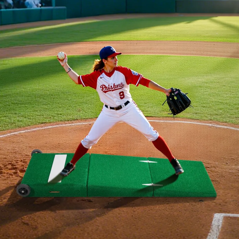 VEVOR Pitching Mound, Portable Baseball Pitcher's Mound, 90 in IIndoor Outdoor Pitching Practice and Training Equipment, Softball Pitching Aids with Antifade Turf, Pitching Rubber, Carry Handles
