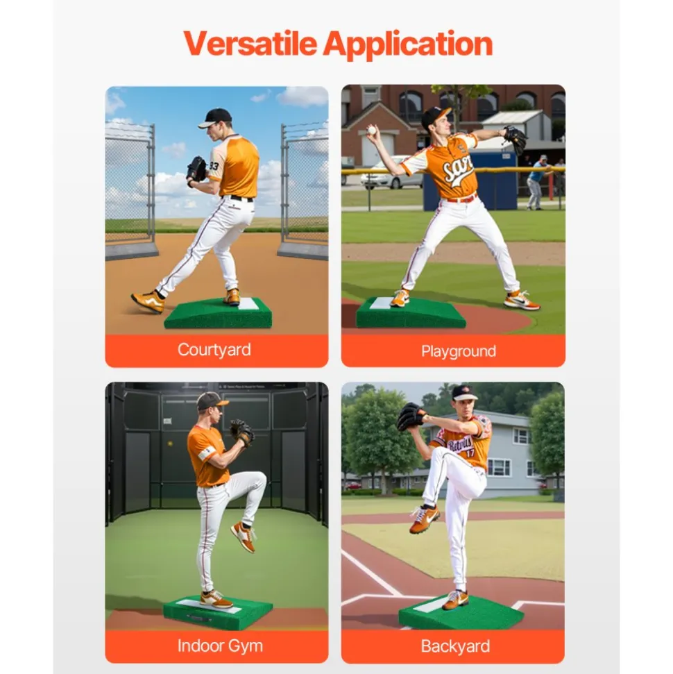 VEVOR Pitching Mound, Portable Baseball Pitcher's Mound, 31 in Indoor Outdoor Pitching Practice and Training Equipment, Softball Pitching Aids with Antifade Turf, Pitching Rubber, Carry Handle