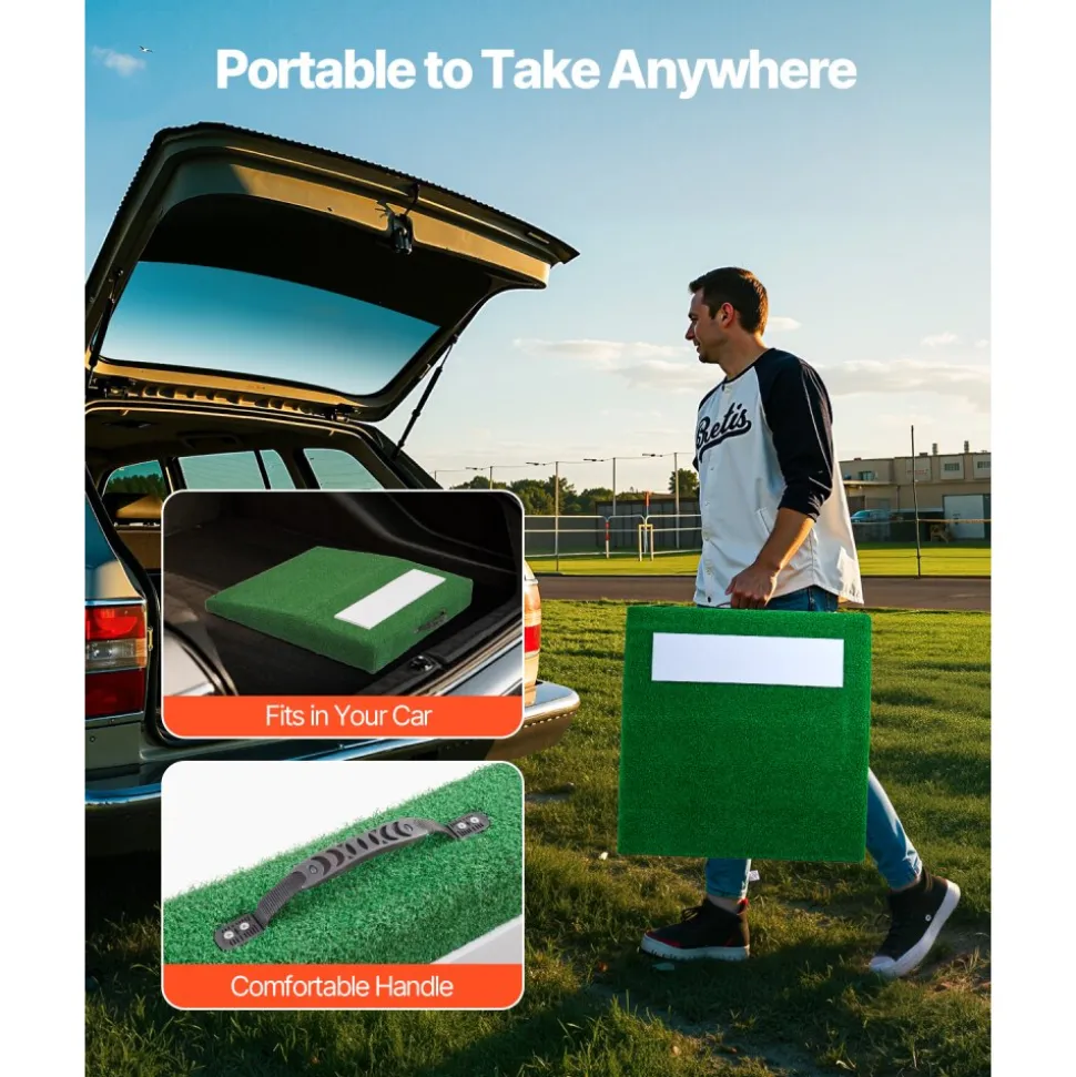VEVOR Pitching Mound, Portable Baseball Pitcher's Mound, 31 in Indoor Outdoor Pitching Practice and Training Equipment, Softball Pitching Aids with Antifade Turf, Pitching Rubber, Carry Handle
