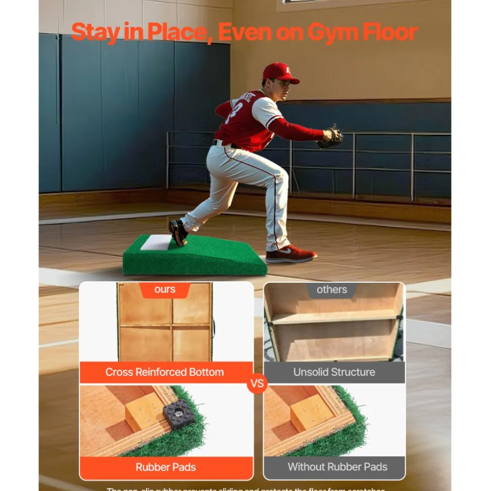 VEVOR Pitching Mound, Portable Baseball Pitcher's Mound, 31 in Indoor Outdoor Pitching Practice and Training Equipment, Softball Pitching Aids with Antifade Turf, Pitching Rubber, Carry Handle