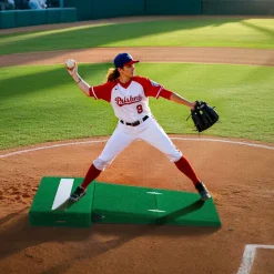VEVOR Pitching Mound, Portable Baseball Pitcher's Mound, 77 in IIndoor Outdoor Pitching Practice and Training Equipment, Softball Pitching Aids with Antifade Turf, Pitching Rubber, Carry Handles