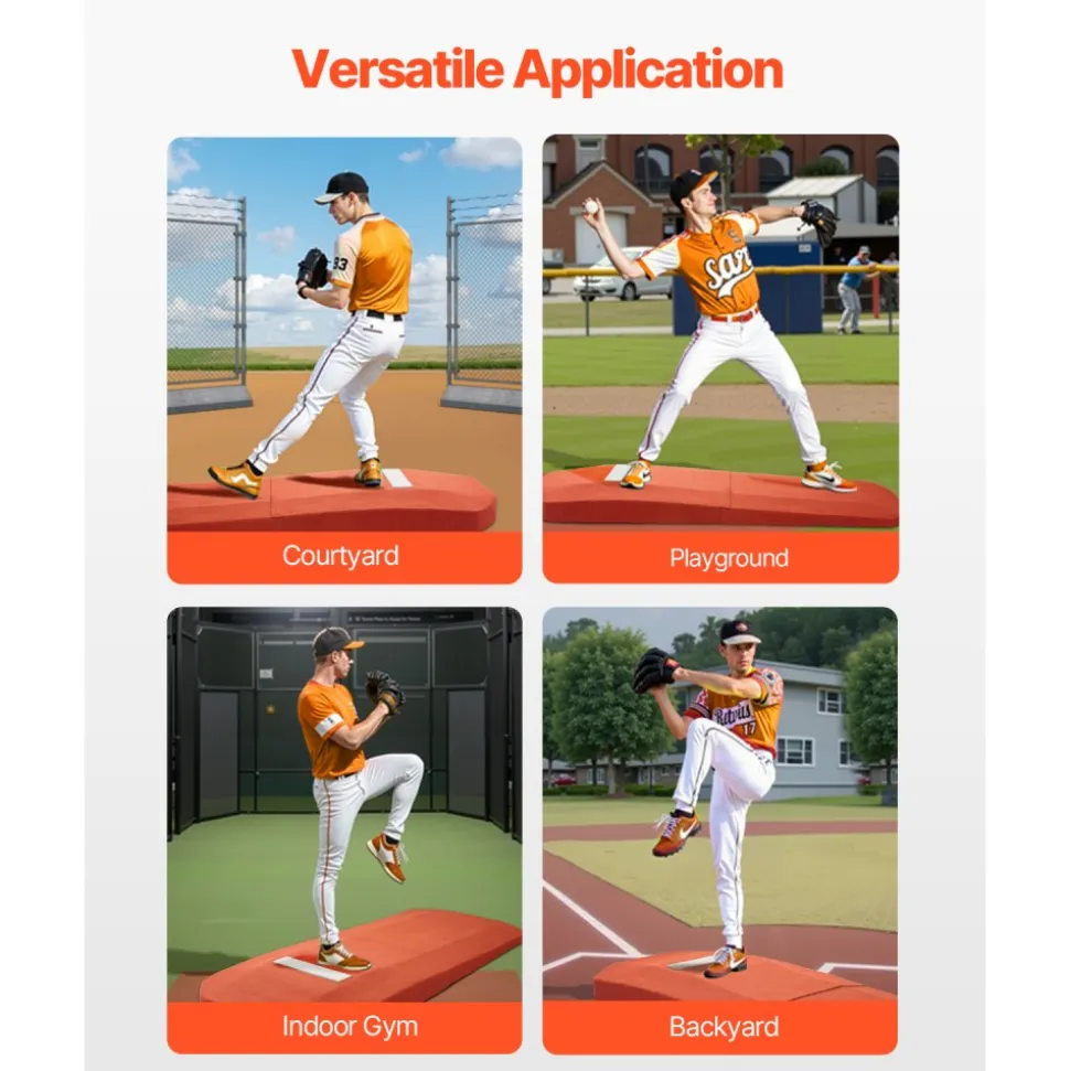 VEVOR Pitching Mound, Portable Baseball Game Mound, 127 in Indoor Outdoor Pitching Practice and Training Equipment, Softball Pitching Aids with Antifade Turf and Pitching Rubber