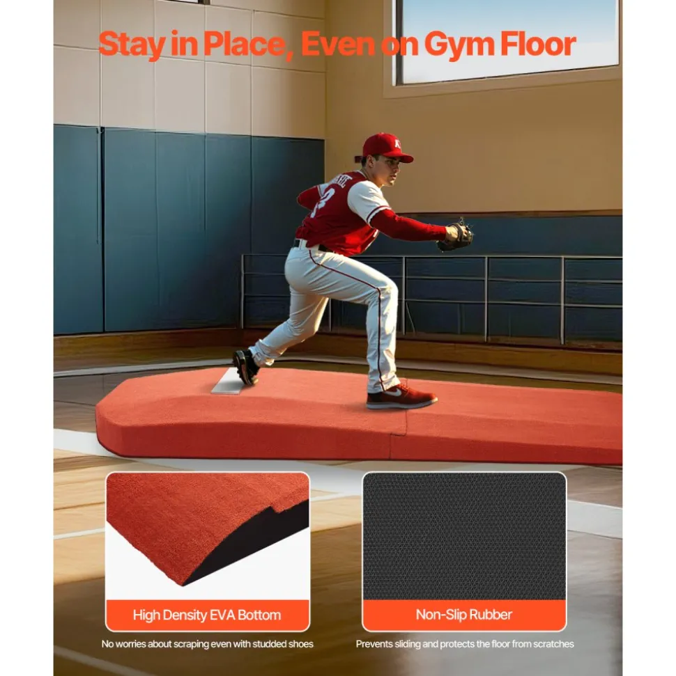 VEVOR Pitching Mound, Portable Baseball Game Mound, 127 in Indoor Outdoor Pitching Practice and Training Equipment, Softball Pitching Aids with Antifade Turf and Pitching Rubber