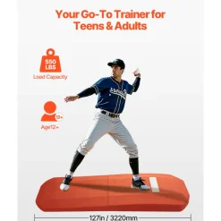 VEVOR Pitching Mound, Portable Baseball Game Mound, 127 in Indoor Outdoor Pitching Practice and Training Equipment, Softball Pitching Aids with Antifade Turf and Pitching Rubber