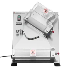 VEVOR Pizza Dough Roller Sheeter, 3-14 Inch Automatic Stainless Steel Pizza Press, Commercial Electric 370W Pasta Maker Machine, 260 pcs Per Hour, Adjustable Thickness, with Dough Press Lid