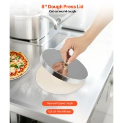 VEVOR Pizza Dough Roller Sheeter, 3-16 Inch Semi-automatic Stainless Steel Pizza Press, Commercial Electric 390W Pasta Maker Machine, 260 pcs Per Hour, Adjustable Thickness, with Dough Press Lid